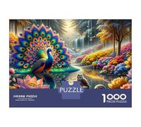 Rompecabezas De 1000 Piezas para Adolescentes Enchanted Forest with Peacock Rompecabezas para Adultos Juego Práctico Pero Divertido Y Humorístico Regalos para Reducir El Estrés 70x50cm/1000pcs