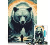 Rompecabezas de 1000 Piezas para Adolescentes Encuentro con Osos,Arte de Bordes precisos,resolución de Problemas,Juego Divertido y Acogedor,decoración navideña (38x26cm)