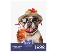 Rompecabezas De 1000 Piezas para Adolescentes English Bulldog Cocktail Rompecabezas para Adultos Juegos Relajantes Vacaciones En Casa Matar El Tiempo 70x50cm/1000pcs