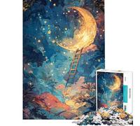 Rompecabezas de 1000 Piezas para Adolescentes Escalera al Paisaje onírico Iluminado por la Luna Rompecabezas para Adultos Juegos relajantes una Obra de Arte Regalos para Reducir el estrés (38x52cm)