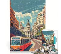 Rompecabezas de 1000 Piezas para Adolescentes Escena callejera de Madrid Juego Educativo interacción Entre Padres e Hijos 38x26cm