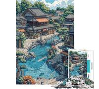 Rompecabezas de 1000 Piezas para Adolescentes Escena de Anime de un Pueblo japonés Rompecabezas para Adolescentes Que Mejora la Memoria Lista de Deseos con Papá Noel Gran Regalo para los Amantes