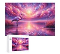 Rompecabezas de 1000 piezas para adolescentes, escena mágica de flamencos, puesta de sol, juguetes de bricolaje, una obra de arte como regalo para toda la familia, 1000 piezas