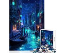 Rompecabezas de 1000 Piezas para Adolescentes Escena Nocturna de neón en el Canal de Venecia Italia Decoración del hogar Juguetes Ideas de Regalos Juego Educativo Entrena tu Cerebro y Tus Manos