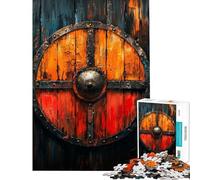 Rompecabezas de 1000 Piezas para Adolescentes Escudo Vikingo Rompecabezas para Adultos Juegos relajantes desafío difícil cumpleaños (tamaño 38x52cm)