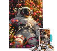 Rompecabezas de 1000 Piezas para Adolescentes Espacio astronautas Flores Rompecabezas de 1000 Piezas para decoración del hogar Juguetes Un desafío difícil cumpleaños (38x26cm)