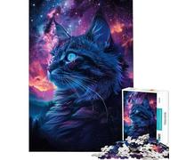 Rompecabezas de 1000 Piezas para Adolescentes Espacio Gato Galaxia Diversión en casa Juego práctico de Carreras de Velocidad para Mayores de 14 años (38x52cm)