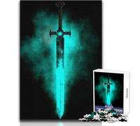Rompecabezas de 1000 Piezas para Adolescentes, Espada Brillante en un Entorno de fantasía Oscura, Juego de desafío único, Corte de precisión, Juguete Educativo, tamaño 38x26cm