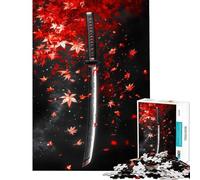 Rompecabezas de 1000 Piezas para Adolescentes Espada samurái con Hojas cayendo Juego Educativo desafío de Juego Juguete Regalo para cumpleaños decoración de Pared (tamaño 38x26cm)