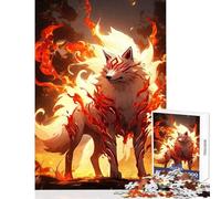 Rompecabezas de 1000 Piezas para Adolescentes Espíritu del Lobo ardiente en el Bosque Juego Educativo Desafío difícil Juguete Educativo Juego desafiante Regalos (26x38cm)