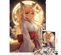 Rompecabezas de 1000 Piezas para Adolescentes Espíritu del Zorro a la luz de la Luna Juego práctico Regalo de cumpleaños decoración del hogar Juguetes Entrena tu Cerebro y Tus Manos (38x26cm)