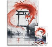 Rompecabezas de 1000 Piezas para Adolescentes, espíritu Kitsune en la Puerta Torii, Calma, Relajante, pasatiempo, Corte Limpio y consistente, Juguete para Jugar, tamaño 38x26cm