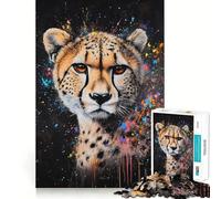 Rompecabezas de 1000 Piezas para Adolescentes Esplendor de Guepardo - Arte de Corte Limpio,Rompecabezas de lógica,Juego de Ocio,Regalo de cumpleaños (38x26cm)