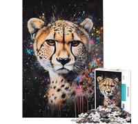 Rompecabezas de 1000 Piezas para Adolescentes Esplendor de Guepardo Juguetes educativos Juegos relajantes análisis y lógica Regalos de cumpleaños (tamaño 38x52cm)