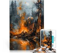 Rompecabezas de 1000 Piezas para Adolescentes Esqueleto Junto al Fuego Juego Intelectual de Juguete Gran Regalo para Juegos 75x50cm