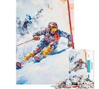 Rompecabezas de 1000 Piezas para Adolescentes Esquí Alpino dificultad Alta y desafiante Decoración para el hogar Juguetes antiestrés Apto para Mayores de 14 años 38x26cm