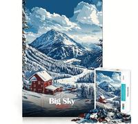 Rompecabezas de 1000 Piezas para Adolescentes,estación de esquí Big Sky Montana,Arte de Bordes Exactos,resolución de Problemas,Juego Divertido y Acogedor,decoración navideña (50x75cm)