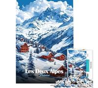 Rompecabezas de 1000 Piezas para Adolescentes estación de esquí Les Deux Alpes Rompecabezas para Adultos Juego de ingenio difícil Regalo para Amigos y Familiares (tamaño 38x26cm)