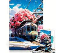 Rompecabezas de 1000 Piezas para Adolescentes Estación de Tren, Arte de Corte Fino, Entrenamiento de concentración, Juego Divertido para Momentos de Tranquilidad, (38x26cm)