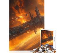 Rompecabezas de 1000 Piezas para Adolescentes estación Espacial en Llamas Juguetes de Bricolaje Grandes Regalos y Juguetes Juegos relajantes descompresión Intelectual tamaño 38x52cm