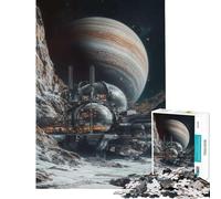 Rompecabezas de 1000 Piezas para Adolescentes Estación Espacial en un Planeta alienígena Actividades Divertidas en casa Corte de precisión Juegos relajantes para Mayores de 14 años Juego Incluido