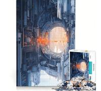 Rompecabezas de 1000 Piezas para Adolescentes Estación Espacial futurista, Juego práctico, Montaje de Patrones, cumpleaños y Navidad 38x52cm
