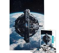 Rompecabezas de 1000 Piezas para Adolescentes Estación Espacial Orbital sobre la Tierra Juguete Educativo de 1000 Piezas Un desafío difícil Divertido Juego para Toda la Familia (50x75cm)