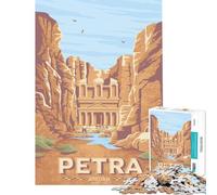 Rompecabezas de 1000 Piezas para Adolescentes Estampado de Viaje de Petra Jordan Juguete Educativo desafío Juegos relajantes análisis y lógica Excelentes Regalos y Juguetes (tamaño 38x26cm)