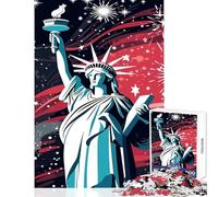 Rompecabezas de 1000 piezas para adolescentes Estatua de la Libertad con fuegos artificiales Juguete educativo Grandes regalos y juguetes Juegos relajantes Ayudan a ejercitar el cerebro Tamaño 38x52cm