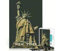 Rompecabezas de 1000 Piezas para Adolescentes Estatua de la Libertad de Nueva York,diseño de Corte Fino,Juego Mental,Regalo,diversión para Pasar el rato,Ideal para cumpleaños (38x26cm)