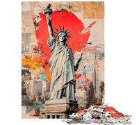 Rompecabezas de 1000 Piezas para Adolescentes Estatua de la Libertad Diseño artístico Corte de precisión Ideal para la interacción Entre Padres e Hijos cumpleaños (75x50cm)
