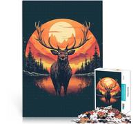Rompecabezas de 1000 Piezas para Adolescentes Estilo artístico Realista de Ciervo Juegos educativos Regalo de cumpleaños, Regalos 75x50cm