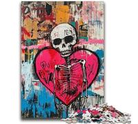 Rompecabezas de 1000 Piezas para Adolescentes, Estilo Basquiat, con Forma de corazón, Juego Educativo para Relajarse, cumpleaños y Navidad, para niños a Partir de 14 años, 26x38cm
