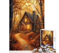 Rompecabezas de 1000 Piezas para Adolescentes Estilo cabaña otoñal Divertido de Corte preciso Ideal para decoración del hogar y como Regalo para Reducir el estrés (38x26cm)