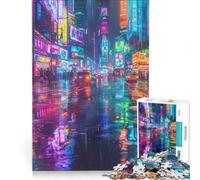 Rompecabezas de 1000 Piezas para Adolescentes, Estilo Cyberpunk, Ciudad neón, Juguetes para armar, Mejora la Memoria, con Piezas de Formas aleatorias Que encajan Perfectamente 38x52cm