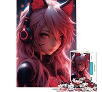 Rompecabezas de 1000 Piezas para Adolescentes Estilo Cyberpunk con temática de Chica Gato Neko Juguetes educativos y relajantes para divertirse en Familia Regalos de Amigo Invisible (tamaño 50x75cm)