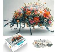 Rompecabezas de 1000 Piezas para Adolescentes Estilo Floral de Escarabajo Juego práctico con Piezas de Formas aleatorias Que se entrelazan Completamente 52x38cm