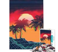 Rompecabezas de 1000 Piezas para Adolescentes Estilo Glitch Vaporwave Paisaje Juegos relajantes Carrera de Velocidad para cumpleaños y Navidad (tamaño 38x52cm)