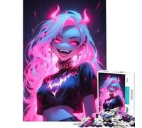 Rompecabezas de 1000 Piezas para Adolescentes Estilo gótico Rosa neón desafío Educativo decoración de Pared Juegos relajantes para Mayores de 14 años (38x52cm)