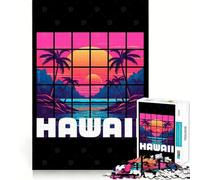 Rompecabezas de 1000 Piezas para Adolescentes,Estilo Hawaiano synthwave,Arte de Corte Fino,lógica,Juguete Divertido,Tiempo de Juego Acogedor,decoración navideña para Pared (50x75cm)
