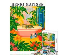 Rompecabezas de 1000 Piezas para Adolescentes Estilo Henri Matisse Gato en la bañera Juguetes antiestrés Grandes Regalos y Juguetes Juego práctico Interesante reducción del estrés tamaño 38x26cm