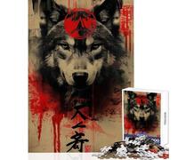 Rompecabezas de 1000 piezas para adolescentes estilo japonés con diseño de lobo tinta juegos relajantes para la familia juguetes de decoración para el hogar que mejoran el amor entre parejas (38x52cm)