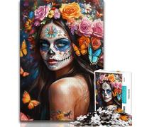 Rompecabezas de 1000 Piezas para Adolescentes Estilo Mexicano diseño de Calavera para Adultos Ideal para aliviar el estrés un desafío difícil decoración única para el hogar y Regalos 26x38cm