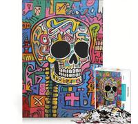 Rompecabezas de 1000 Piezas para Adolescentes Estilo Pop Art Calavera Hippie Graffiti Juego de ingenio difícil y desafiante Toda la Familia 50x75cm