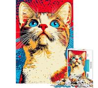 Rompecabezas de 1000 Piezas para Adolescentes Estilo Pop Art Retrato de Gato para Adultos Juguetes de Bricolaje una Obra de Arte cumpleaños y Navidad (tamaño 38x26cm)