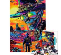 Rompecabezas de 1000 Piezas para Adolescentes Estilo psicodélico Ciencia ficción y Western Rompecabezas para Adultos Juegos Familiares Patrones de Montaje Regalos de cumpleaños y únicos (38x52cm)