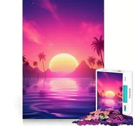 Rompecabezas de 1000 Piezas para Adolescentes, Estilo Tropical retrowave, armonía, Ajuste, Juego, Desarrollo Mental, diversión, Ocio, Tiempo Libre, Navidad, Arte para el hogar (38x26cm)