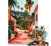 Rompecabezas de 1000 Piezas para Adolescentes, Estilo Vaporwave, Beverly Hills, decoración Elegante, Juguete para ejercitar la Mente, Juego para Relajarse, Regalo Divertido de Navidad (50x75cm)