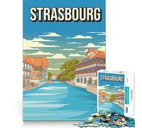 Rompecabezas de 1000 Piezas para Adolescentes Estrasburgo Francia Póster de Viaje - Petite France ﹨u Canal Sharp Cut Craft Cognitive Fun Play Idle Time Game Christmas Home Art (50x75cm)