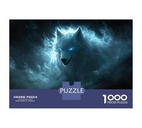 Rompecabezas De 1000 Piezas para Adolescentes Ethereal Wolf in Blue Nebula Rompecabezas para Adultos Juguete Decoración De Pared Decoración De Pared Juego Desafiante Regalos 52x38cm/1000pcs